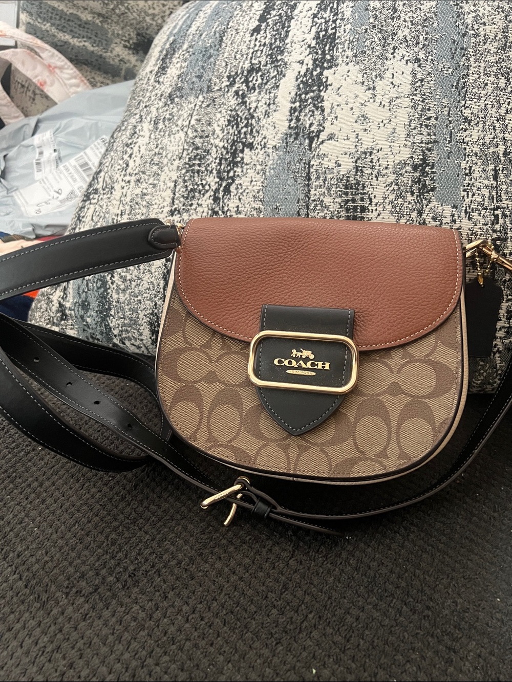 Coach Crossbody Saddle Bag in Brown, Tan and Black